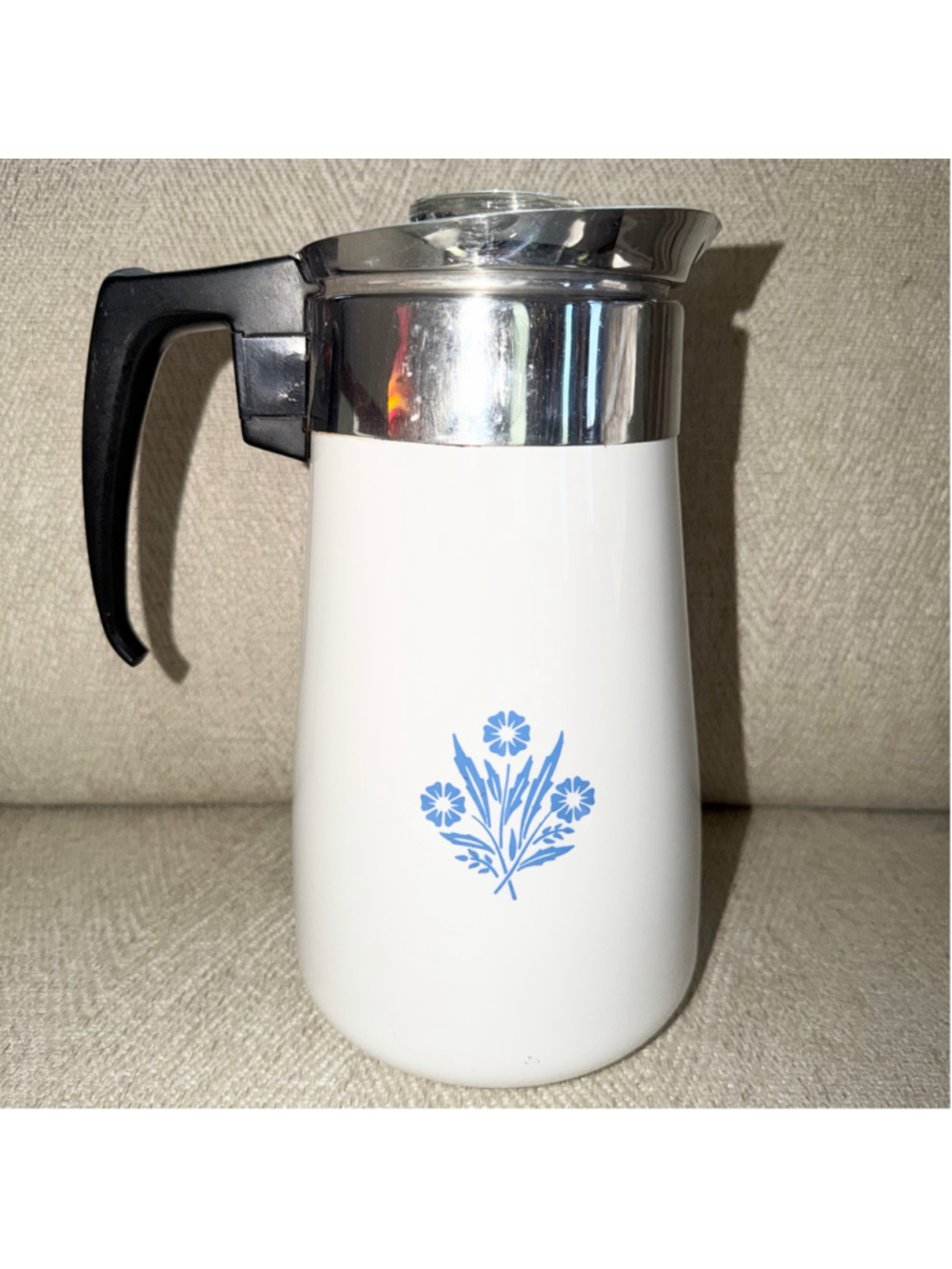 Vintage Corning Ware Blue Cornflower Stove Top Coffee Tea Pot Percolator 9 Cup